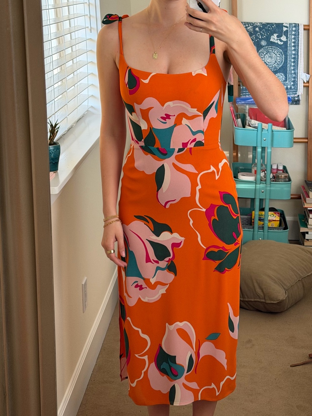 Reformation Besse Tie Shoulder Midi Dress
